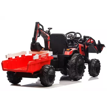LEAN CARS Battery-Powered Excavator with Trailer SX2068 Red