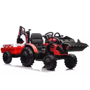 LEAN CARS Battery-Powered Excavator with Trailer SX2068 Red