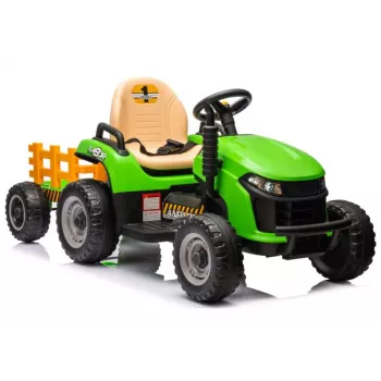LEAN CARS Battery-Powered Tractor BBH-030 Green 12V Ride-On ar vecāku tālvadību