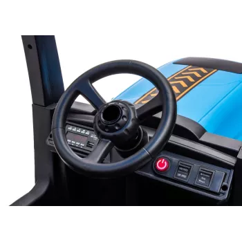 LEAN CARS Akumulatora traktors A011 24V zils – braucamā rotaļlieta ar 2x200W motoriem, tālvadību, LED gaismām, Bluetooth