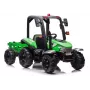 LEAN CARS Akumulatora traktors BLT-206 zaļš ar noņemamu piekabi, 12V braucamā rotaļlieta bērniem 3-8 gadi, 2x45W, EVA riteņi, tālvadība