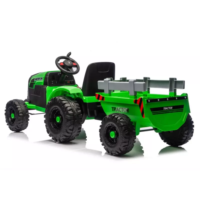 LEAN CARS CH9959B Akumulatora traktors ar piekabi, gaiši zaļš, 24V
