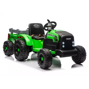 LEAN CARS CH9959B Akumulatora traktors ar piekabi, gaiši zaļš, 24V