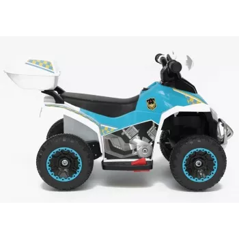 LEAN CARS Electric Ride-On Police Quad GTS1188-A White LED Lights Music Storage