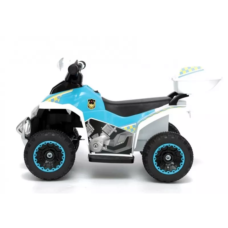LEAN CARS Electric Ride-On Police Quad GTS1188-A White LED Lights Music Storage