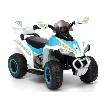 LEAN CARS Electric Ride-On Police Quad GTS1188-A White LED Lights Music Storage