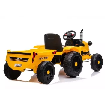 LEAN CARS Electric Ride-On Tractor with Trailer CH9959 LED Lights Radio Yellow