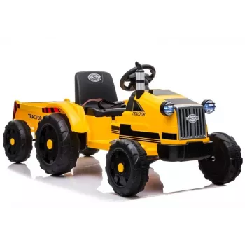 LEAN CARS Electric Ride-On Tractor with Trailer CH9959 LED Lights Radio Yellow