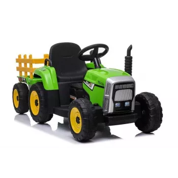 LEAN CARS Elektriskais braucamais traktors ar piekabi XMX611 LED gaismas Zaļš