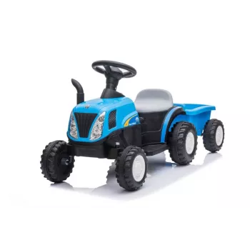 LEAN CARS Elektriskais traktors ar piekabi A009 Zils - 12V Braucamā rotaļlieta, 2x35W, Tālvadība