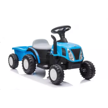 LEAN CARS Elektriskais traktors ar piekabi A009 Zils - 12V Braucamā rotaļlieta, 2x35W, Tālvadība
