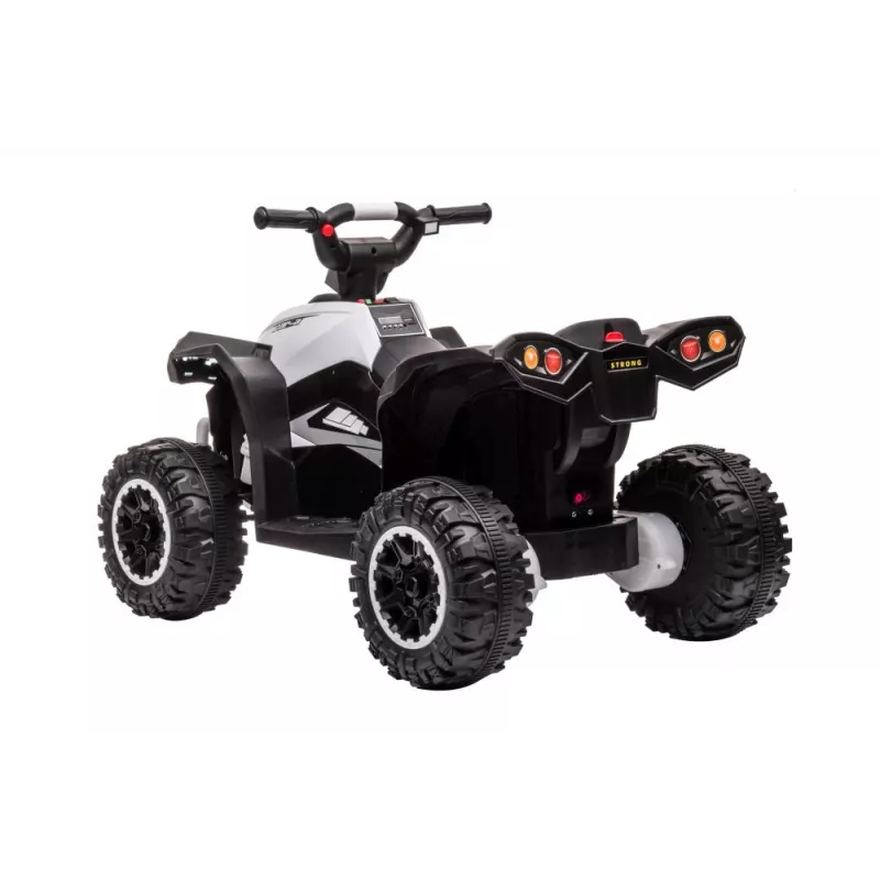 LEAN CARS HL568 balts bērnu elektriskais braucamais kvadracikls – 12V 2x35W, EVA riteņi, LED gaismas, MP3/USB/AUX (Modelis 13558)
