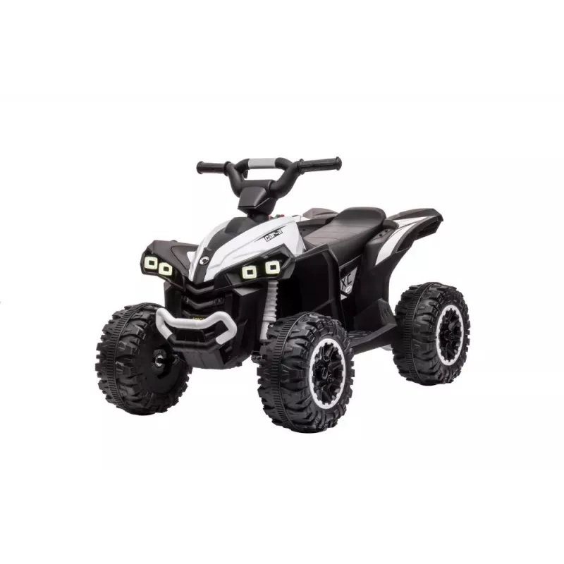 LEAN CARS HL568 balts bērnu elektriskais braucamais kvadracikls – 12V 2x35W, EVA riteņi, LED gaismas, MP3/USB/AUX (Modelis 13558)