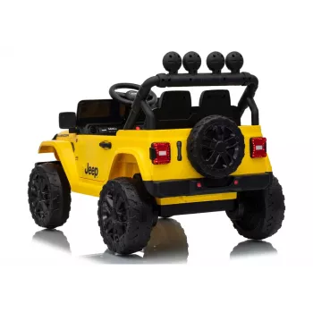 LEAN CARS Jeep Rubicon DK-JWR558 24V dzeltens ar akumulatoru darbināms braucamais ar tālvadību