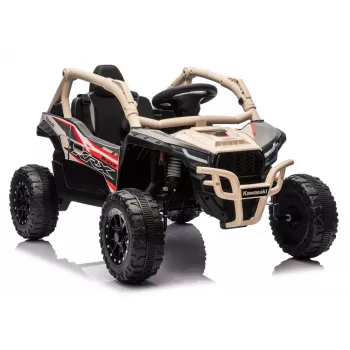 LEAN CARS Kawasaki JS330 24V 5Ah Battery Car Black and Beige