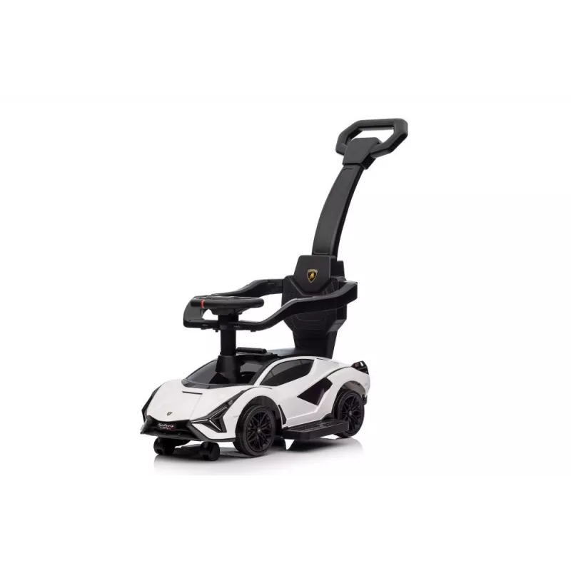 LEAN CARS Lamborghini QLS-996T Ride-On Push Car ar stūmējrokturi – Balta