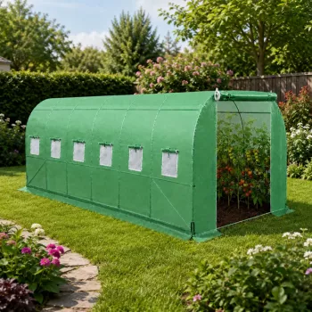 LEAN Foil Tunnel siltumnīca PRO karkass 25mm 12x3x2m 36m² | cinkots tērauds, UV-4 PE plēve, paceļamie logi