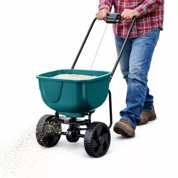 LEAN Rotary Seeder on Wheels for Fertilizing Grass Seeds Salt Sand 27L