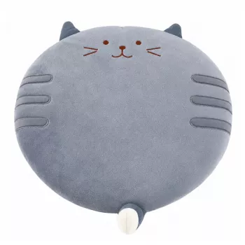 LEAN Round Plush Chair Cushion Cat Gray Soft Seat 40 cm