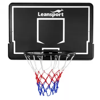 LEAN SPORT 30566 Basketbola grozs ar vairogu – 90 cm polikarbonāta vairogs, pie sienas montējams, melns/sarkans