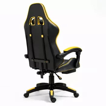 LEAN Swivel Office Gaming Chair with Footrest and Cushions, Black and Yellow