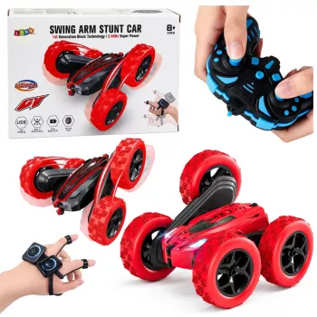 LEAN TOYS 360° Žestu Vadāms RC Triku Auto Sarkans