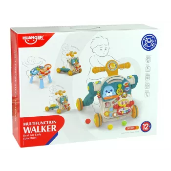 LEAN TOYS 4in1 Pushchair Learning Table Scooter Bike For Baby Blue