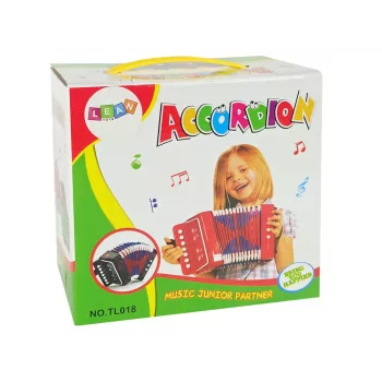 LEAN TOYS Akordeona instruments jaunajam mūziķim zaļš – 12 pogu akustiskais rotaļu akordeons ar regulējamu plecu siksnu, vecumam 3+
