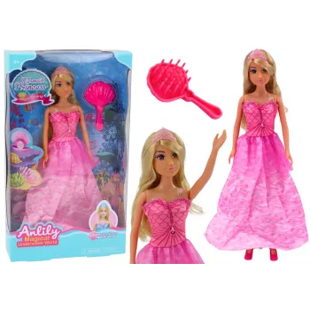 LEAN TOYS Anlily Mermaid Princess Doll Pink Dress Brush
