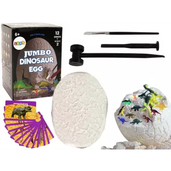 LEAN TOYS Arheoloģijas izrakumu komplekts Milzu ola 12 figūras Dinozauri