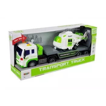 LEAN TOYS Auto Transporter ar helikopteri, baterijām darbināms, mērogs 1:16