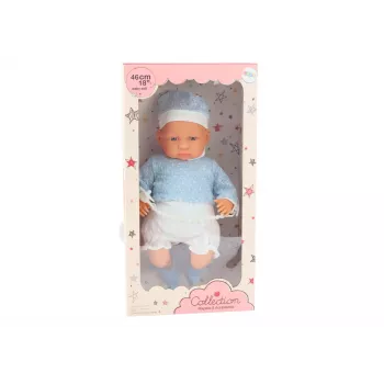 LEAN TOYS Baby Doll 46 cm Blue Pacifier Hat Socks