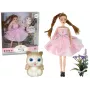 LEAN TOYS Baby Doll Emily Pigtails Cat Flowers