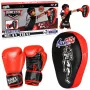 LEAN TOYS 2-in-1 Muay Thai boksa treniņu komplekts ar cimdiem un fokusēšanas ķetnām, melns
