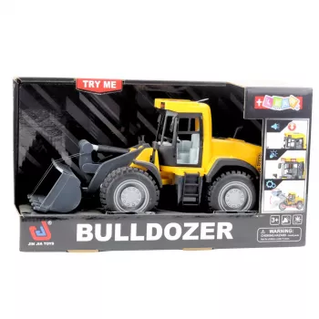 LEAN TOYS Buldozera Konstrukcijas Ekskavators ar Gaismām, Skaņām un Kustīgu Kausu – Dzeltens