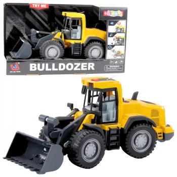 LEAN TOYS Buldozera Konstrukcijas Ekskavators ar Gaismām, Skaņām un Kustīgu Kausu – Dzeltens