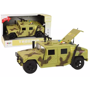 LEAN TOYS Car Military Vehicle Friction Drive Camo Sand Lights Sounds