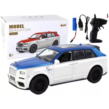 LEAN TOYS Car R/C 1:20 White and Blue Remote Controlled
