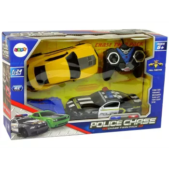 LEAN TOYS Cars R/C Police Pursuit Patrol Yellow Sports Car Pilots