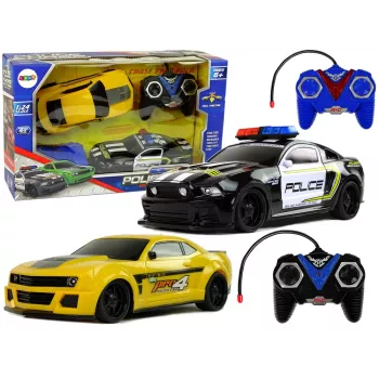 LEAN TOYS Cars R/C Police Pursuit Patrol Yellow Sports Car Pilots