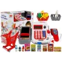 LEAN TOYS kases aparāts ar iepirkumu ratiņiem un aksesuāriem | 35 daļu lomu spēles komplekts ar strādājošu kalkulatoru, apgaismojamu skeneri, mikrofonu, iepirkumu ratiņiem un grozu | Vecumam no 3 gadiem