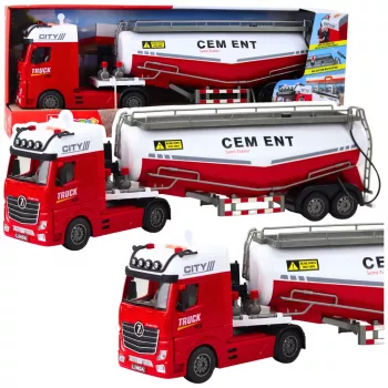 LEAN TOYS Cement Tanker Truck ar ūdens liešanas funkciju, gaismām un skaņām