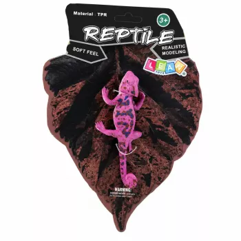 LEAN TOYS Chameleon gumijas figūriņa, staipīga, reālistiska, purpura rāpulis, 14 cm