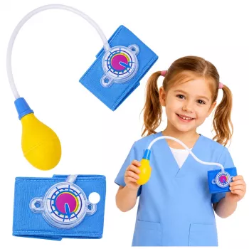 LEAN TOYS Bērnu asinsspiediena mērītājs ar kustīgu rādītāju, zils