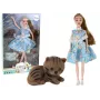 LEAN TOYS Bērnu lelle Emily Spring Garie Mati Zilā Kleita Kaķēns
