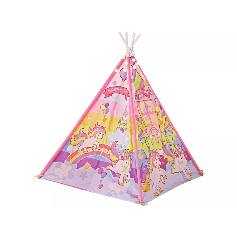 LEAN TOYS Children's Light-up Tent Unicorn Ponies Pink