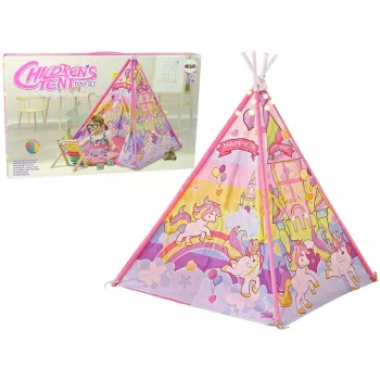 LEAN TOYS Children's Light-up Tent Unicorn Ponies Pink