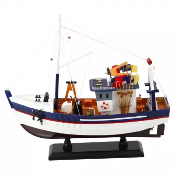 LEAN TOYS Collectible Decorative Model Fishing Boat Ship Equipped 37x34cm