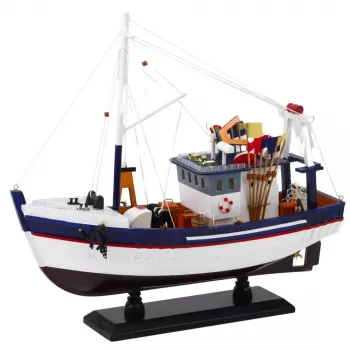 LEAN TOYS Collectible Decorative Model Fishing Boat Ship Equipped 37x34cm