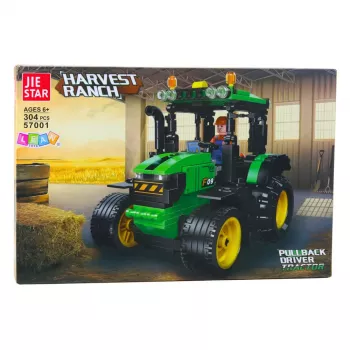 LEAN TOYS Lauksaimniecības traktors Konstruktors Zaļš 304 gab.